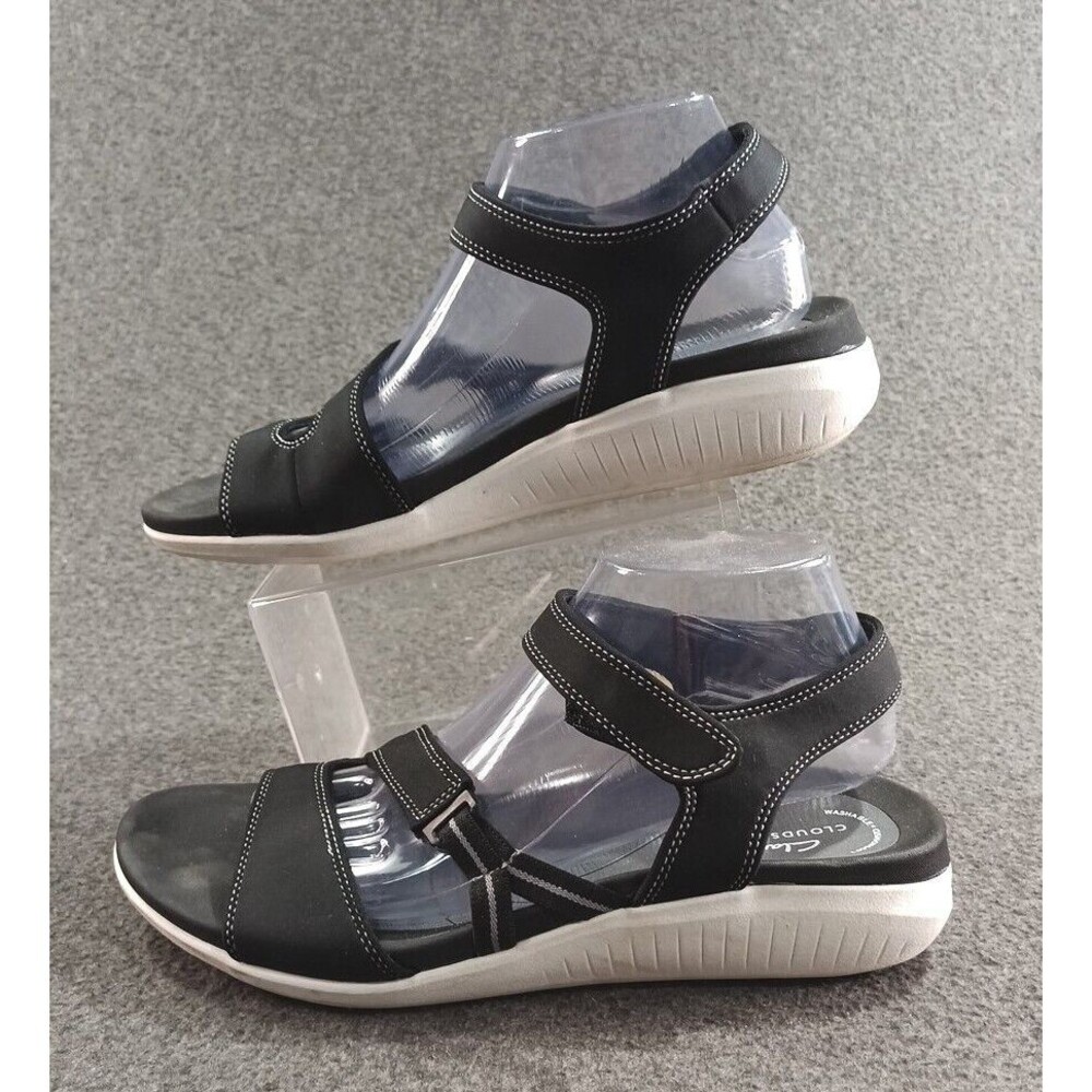 Womens Clarks Cloudsteppers Glide Hi Shore Black Strappy Sandals Shoes Size 10M